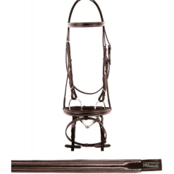 EQUESTRO Bridon cuir muserolle combinée surpiqûres< Bridons