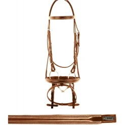 EQUESTRO Bridon cuir muserolle combinée surpiqûres< Bridons