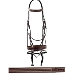 EQUESTRO Bridon cuir muserolle combinée large -< Bridons