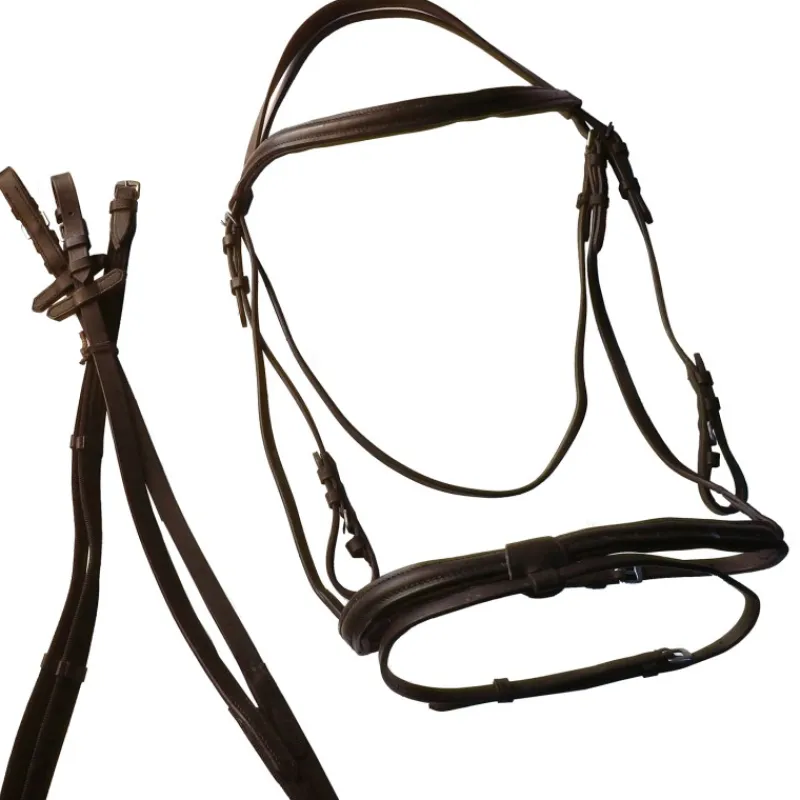 CAVALHORSE Bridon cuir muserolle combinée cheval de trait -< Bridons