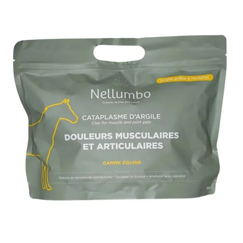 NELLUMBO Cataplasme d'argile cheval - Douleurs musculaires et articulaires -< Argile Cheval
