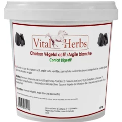 VITAL HERBS Charbon végétal actif Argile blanche digestion cheval 500g -< Kotwasser|Argile Alimentaire Cheval