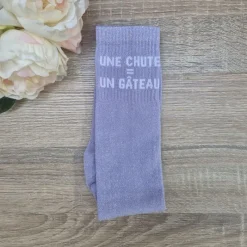 PAILLETTES ATTITUDE Chaussettes à paillettes équitation - Une chute égal un gâteau -< Idées Cadeaux|Chaussettes Équitation