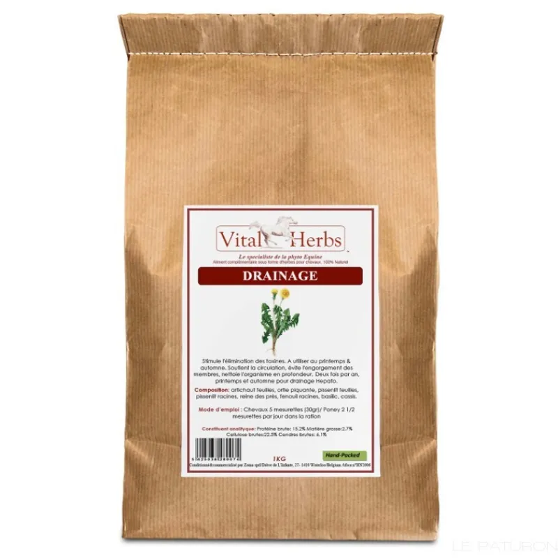 VITAL HERBS Complément élimination cheval Drenalis (Drainage & fourbure) - Vital'Herbs< Cheval En Surpoids|Fourbure Cheval