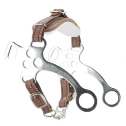 CAVALHORSE Hackamore cheval gourmette cuir et acier chromé Metalab< Mors Cheval