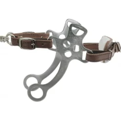 CAVALHORSE Hackamore cheval gourmette cuir et acier chromé Metalab< Mors Cheval