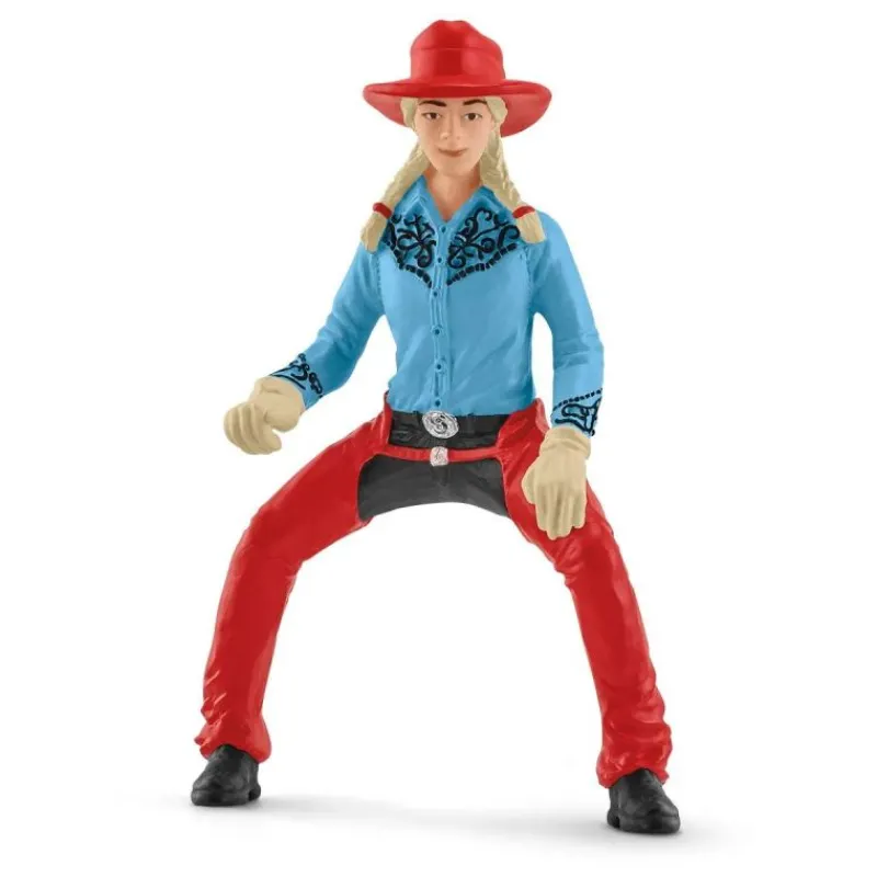 SCHLEICH Kit Cowgirl et Tonneaux de Racing -< Horse Club Schleich