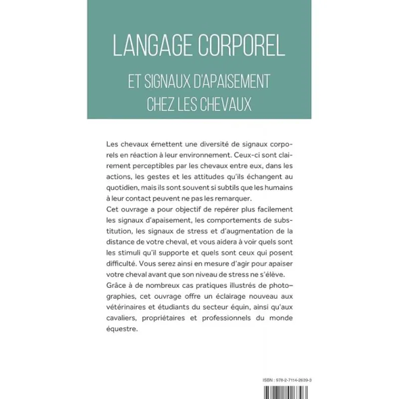 EQUIBOOKS Langage corporel et signaux d'apaisement chez les chevaux - Vigot< Librairie Equibooks