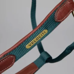 SHIRES Licol cuir et nylon cheval Velociti Lusso -< Licols