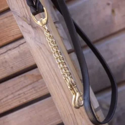 PADDOCK SPORTS Longe de présentation cheval cuir et double chaine -< Longes