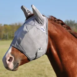 CASHEL Masque anti-mouche anti-UV cheval avec oreilles Crusader -< Uveite Cheval|Masque Et Couverture Anti-Uv Cheval