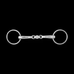 WALDHAUSEN Mors de filet de bride deux anneaux double brisure inox -< Mors Cheval
