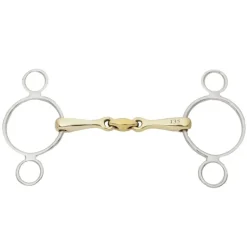 KAVALKADE Mors Pessoa cheval trois anneaux double brisure cupris -< Mors Cheval