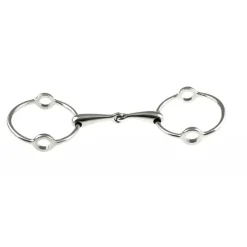 STABLE PRO Mors releveur brisé gros anneaux inox plein< Mors Cheval