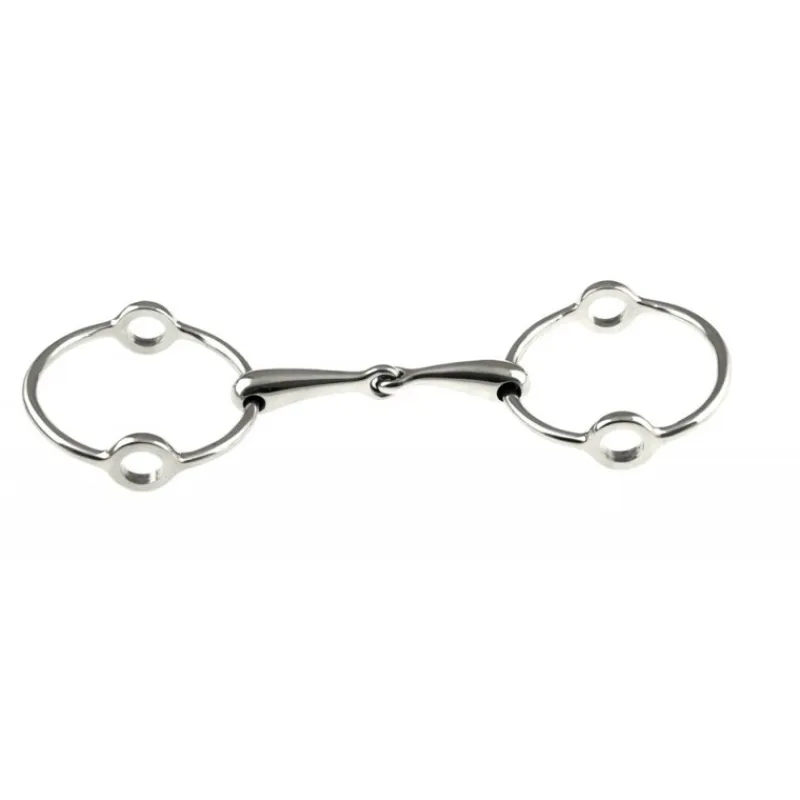 STABLE PRO Mors releveur brisé gros anneaux inox plein< Mors Cheval