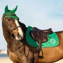 HARCOUR Pack Tapis de selle cheval Sunny + Bonnet anti-mouche Funny -< Bonnet Anti-Mouche Cheval|Tapis De Dressage