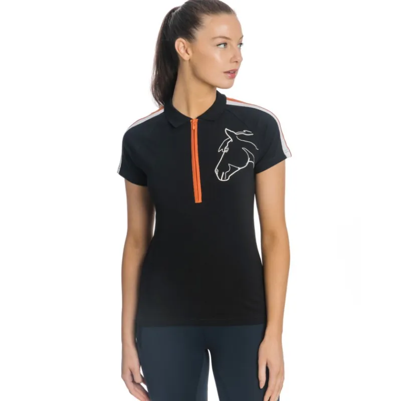 HORSEWARE Polo coton zip Femme Flamboro -<Femme Tee-Shirts Et Polos Équitation Femme