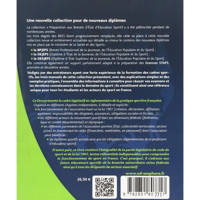 EQUIBOOKS Préparation aux diplômes d'éducateur sportif Tome 2 - Amphora< Librairie Equibooks