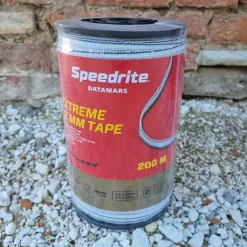 SPEEDRITE Ruban électroplastique Extreme 12 mm en bobine 200 m Blanc/Noir clôture cheval -< Rubans Et Fils Clôture Cheval