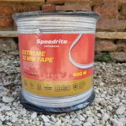 SPEEDRITE Ruban électroplastique Extreme 12 mm 400 m Blanc/Noir clôture cheval -< Rubans Et Fils Clôture Cheval
