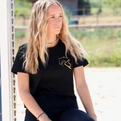 KEVIN STAUT COLLECTION Tee shirt équitation Femme logo or -<Femme Tee-Shirts Et Polos Équitation Femme
