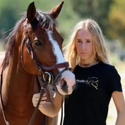 KEVIN STAUT COLLECTION Tee shirt équitation Femme logo or -<Femme Tee-Shirts Et Polos Équitation Femme