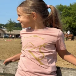 KEVIN STAUT COLLECTION Tee shirt équitation Fille logo or -< Cavalière Junior