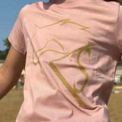 KEVIN STAUT COLLECTION Tee shirt équitation Fille logo or -< Cavalière Junior