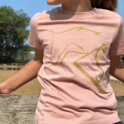 KEVIN STAUT COLLECTION Tee shirt équitation Fille logo or -< Cavalière Junior